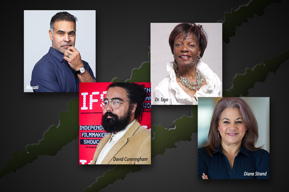 (Left to Right) Chapter "The Frequency of Becoming: A New Genius with XI Meta Science" by Masati; photo credit Milla Kuhto | Chapter "The Genius in the Shift: How Menopause Unlocked My True Calling" by Dr. Tayo | Chapter "Lights, Camera, Alignment" by David Cunningham | Chapter "Where Creativity Becomes Career" by Diane Strand