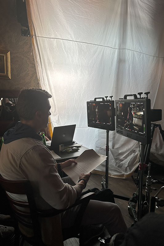 Sir David Fagan on set