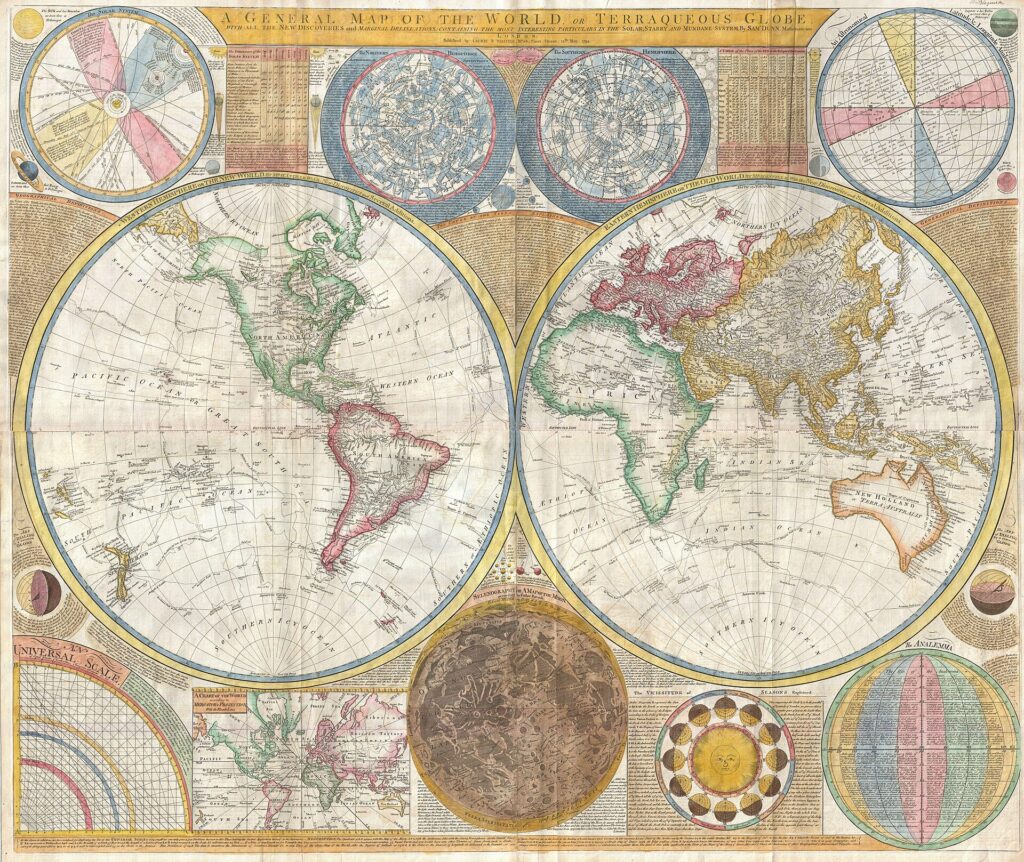 1794 samuel dunn wall map of the world in hemispheres geographicus world2 dunn 1794