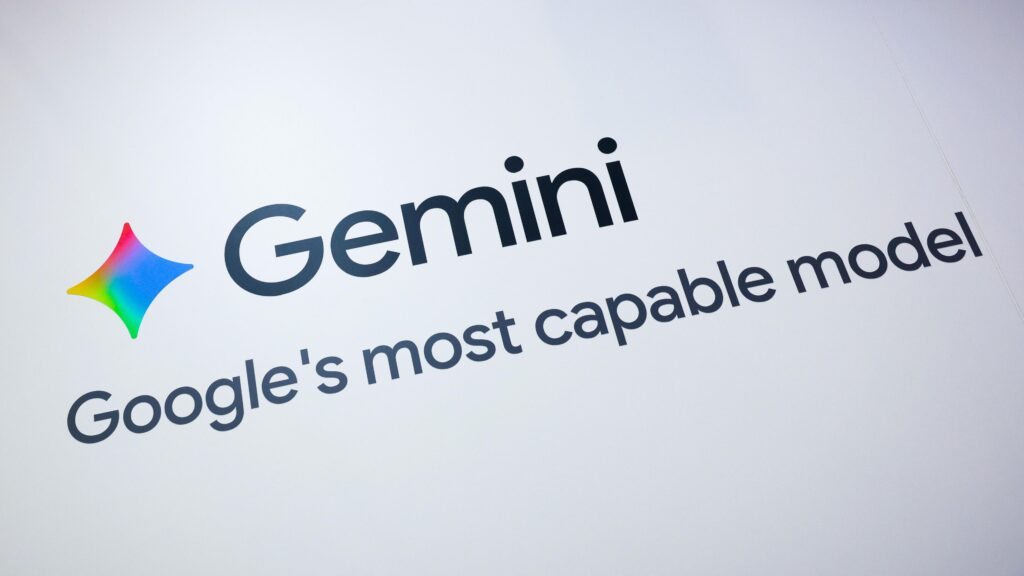 The Gemini logo and a tagline that reads "Google's most capable model" are on a plain white background.