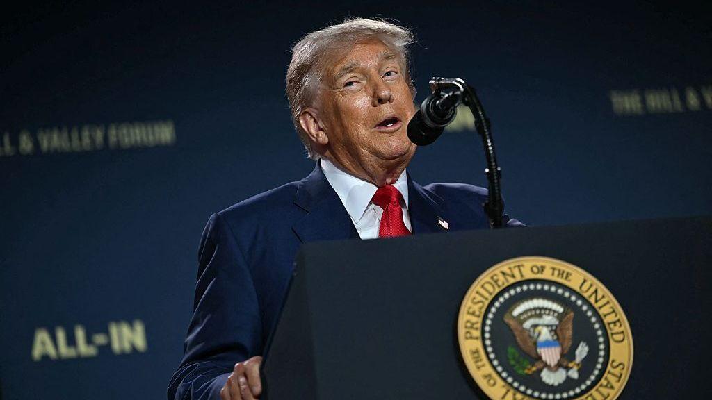 US President Donald Trump delivers remarks at the "Winning the AI Race" AI Summit at the Andrew W. Mellon Auditorium in Washington, DC, on July 23, 2025.