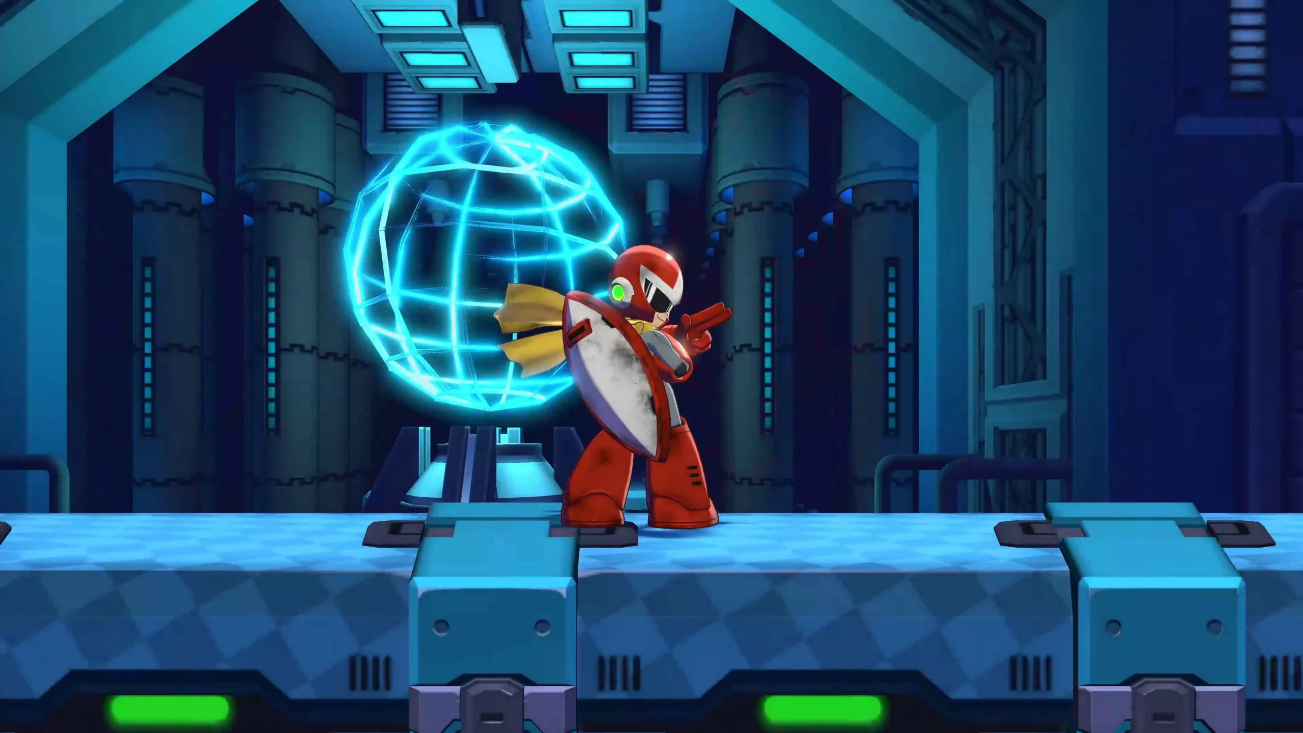 Proto Man is headed to a boss fight.