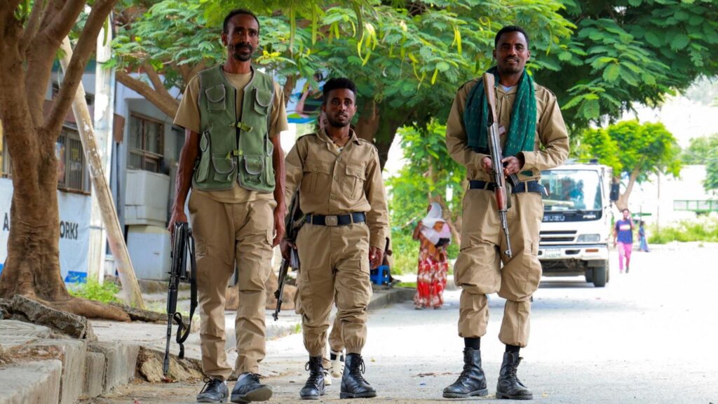TPLF soldiers on patrol in Mekelle in Tigray, Ethiopia - September 2026