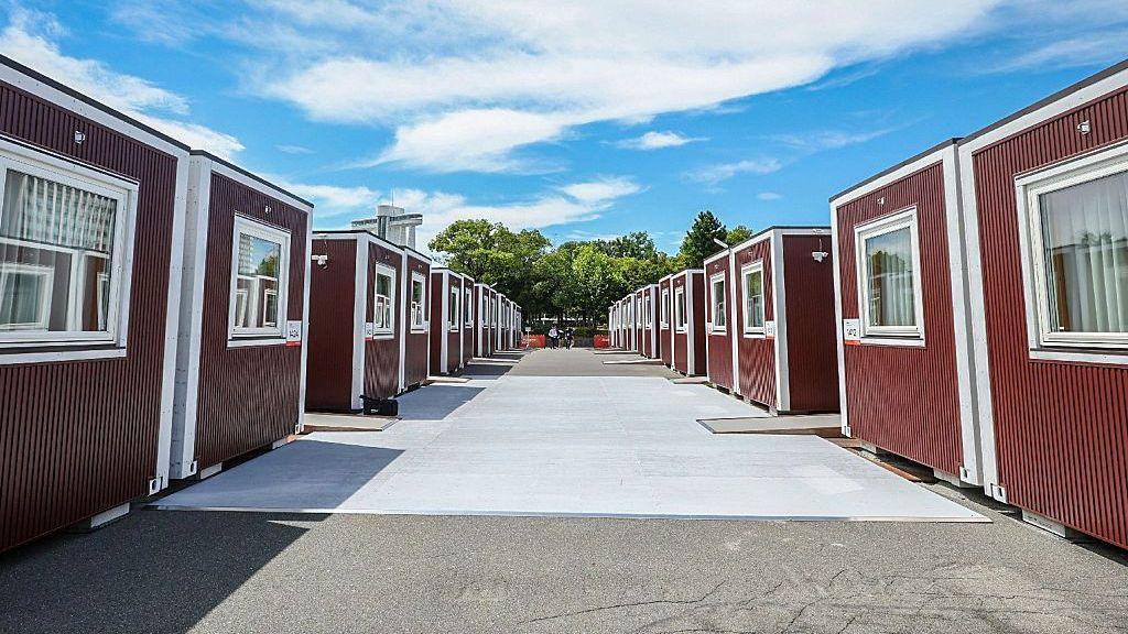 Wooden containers lined next to each other