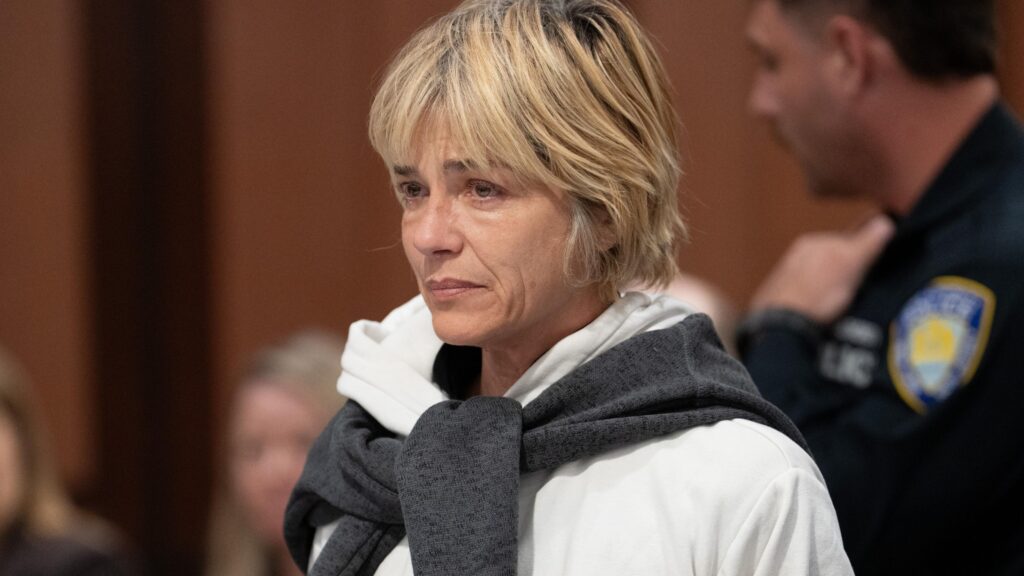 Selma Blair is pictured during her arraignment in Queens Criminal Court on 12 October 2026 in New York City after an altercation on a plane that landed at JFK Airport the previous day.