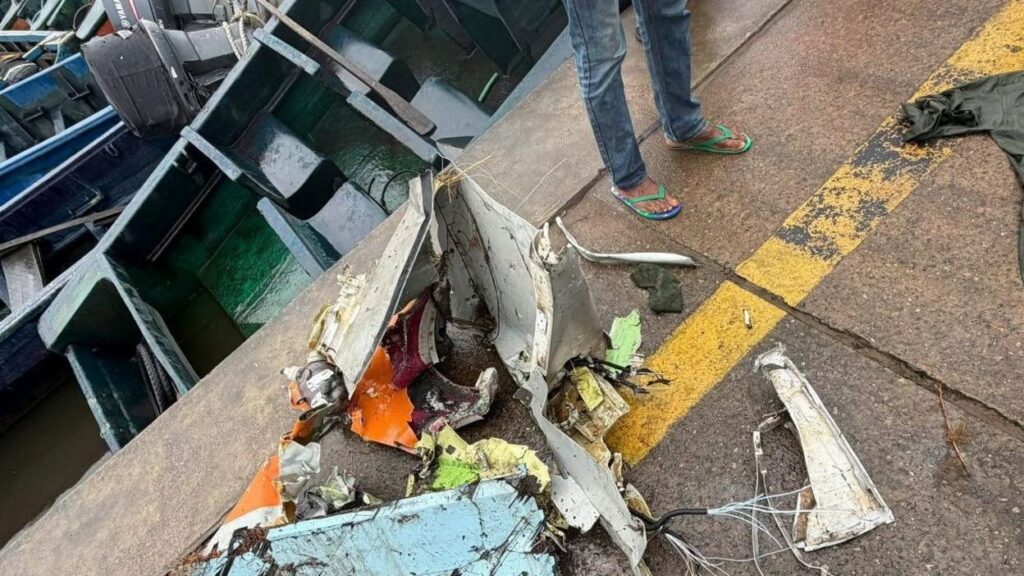 Remnants of a Nigerian military plane that crashed while carrying several passengers and crew members, in Ondo state