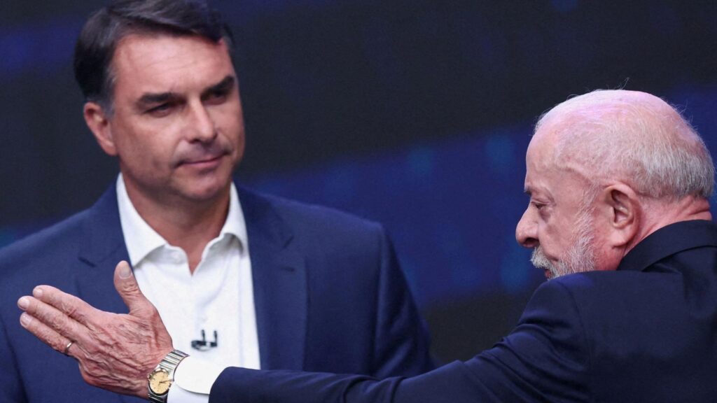 Brazilian presidential candidates Flavio Bolsonaro and Luiz Inacio Lula da Silva