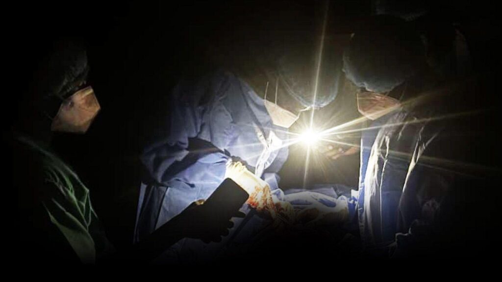 Medics at el-Fasher's Saudi Hospital in December 2024 performing a C section on the day the facility was bombed.